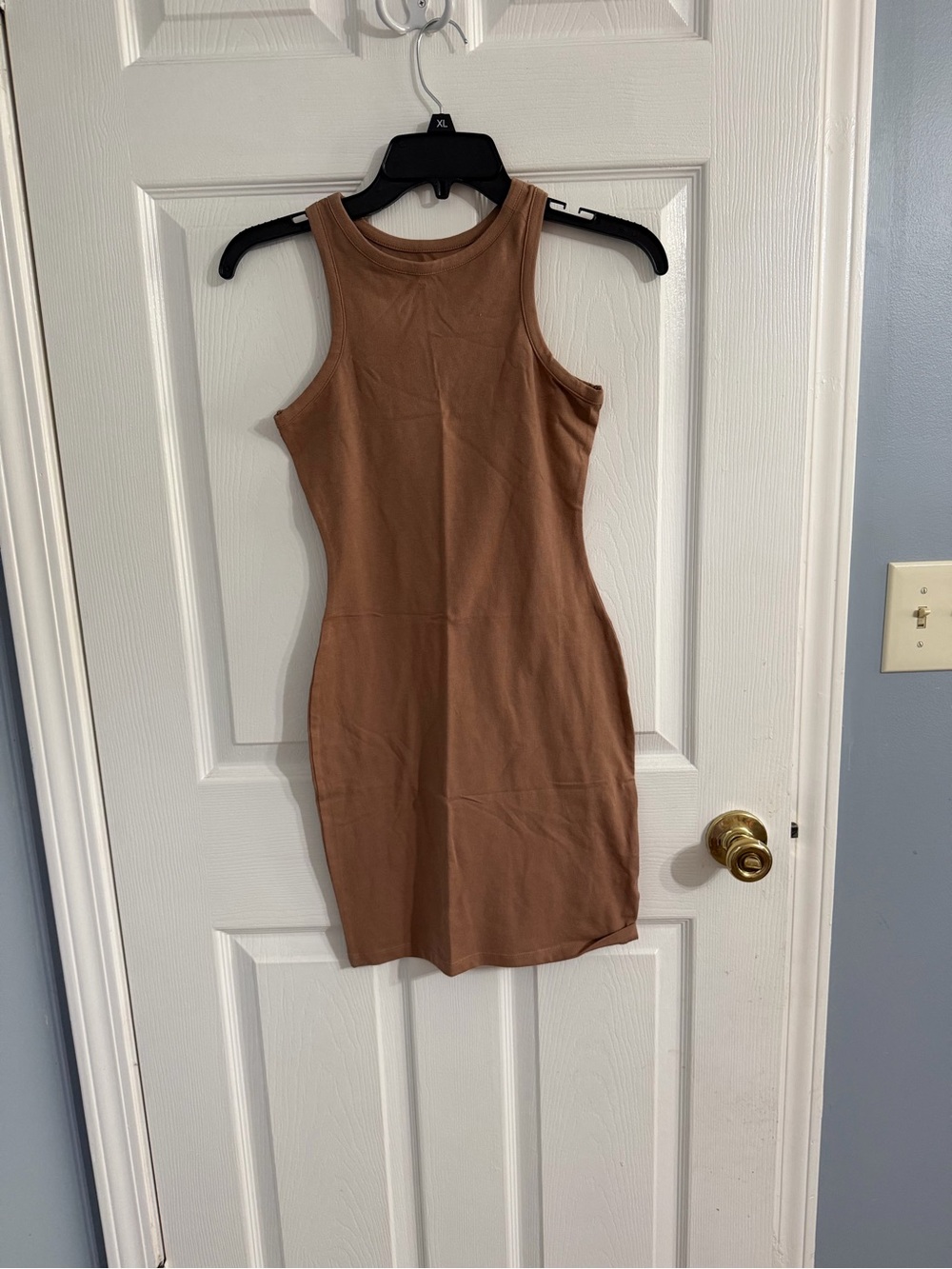 wild fable Brown Sleeveless Ribbed Mini Dress